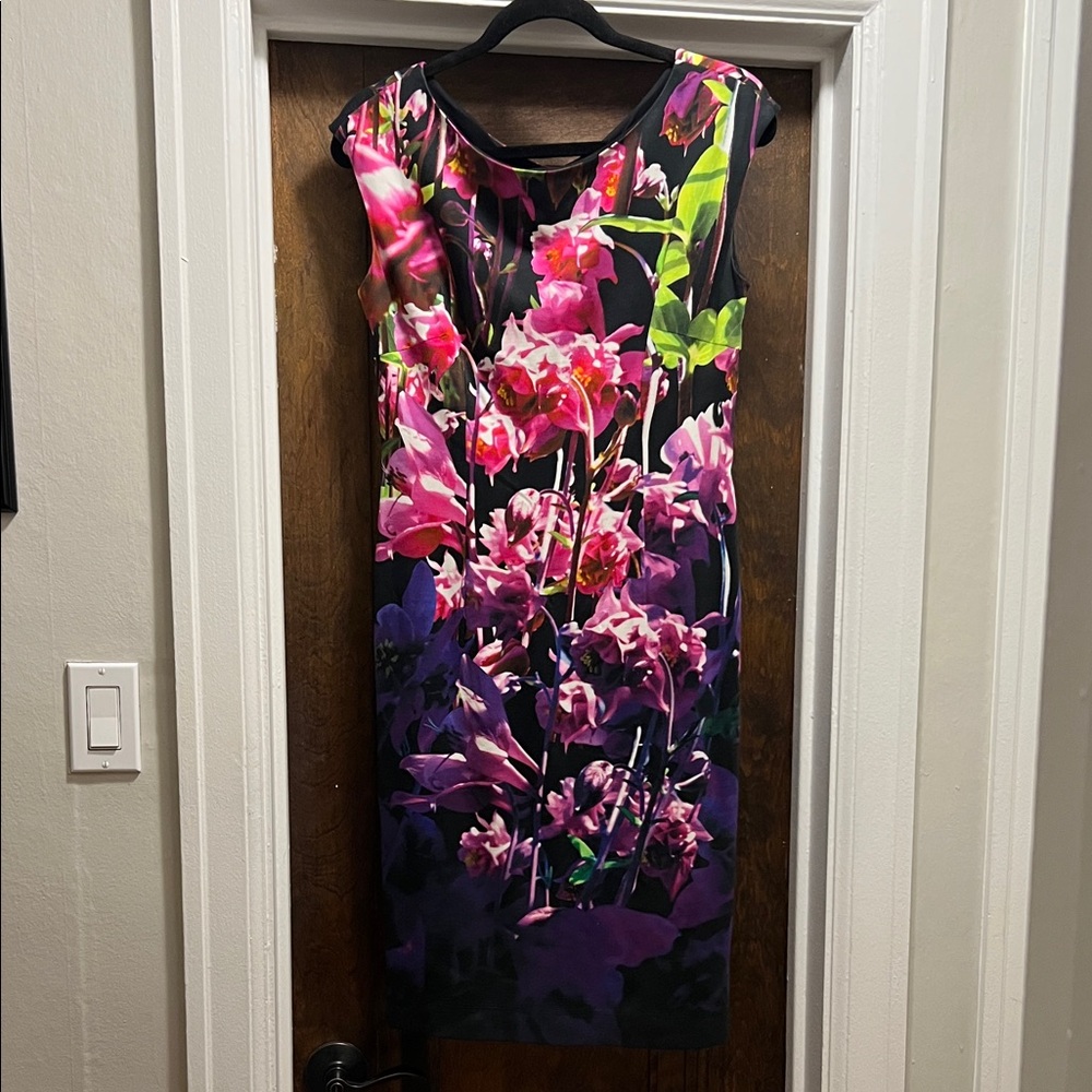 Escada Graphic Floral Print Sleeveless Midi Dress, EU 36 / US 6